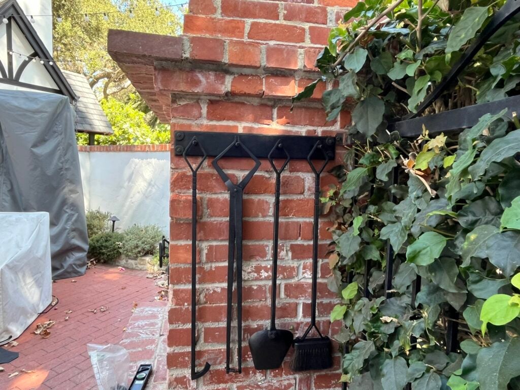 Outdoor Fireplace Tool Rack Installation in Santa Barbara — custom fireplace tools
